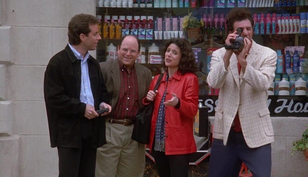 Jerry, George, Elaine and Kramer in the Seinfeld finale