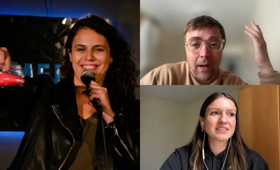 Jackie Joy, Brendon Lemon and Tori Morancay, comedians who perform for audiences in more than one country
