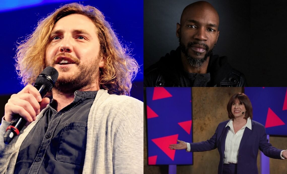 Seann Walsh, Ian Edwards and Judy Carter, three comedians who told Hop For Pop about their first laugh