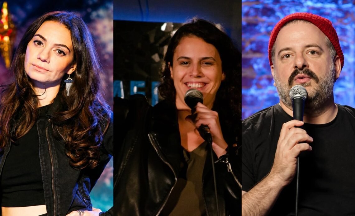 Liz Miele, Jackie Joy and Greg Stone, three comedians on social media and performing live