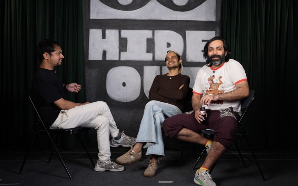 Kishan of Hop For Pop with comedians Shivanshu and Sumit Anand